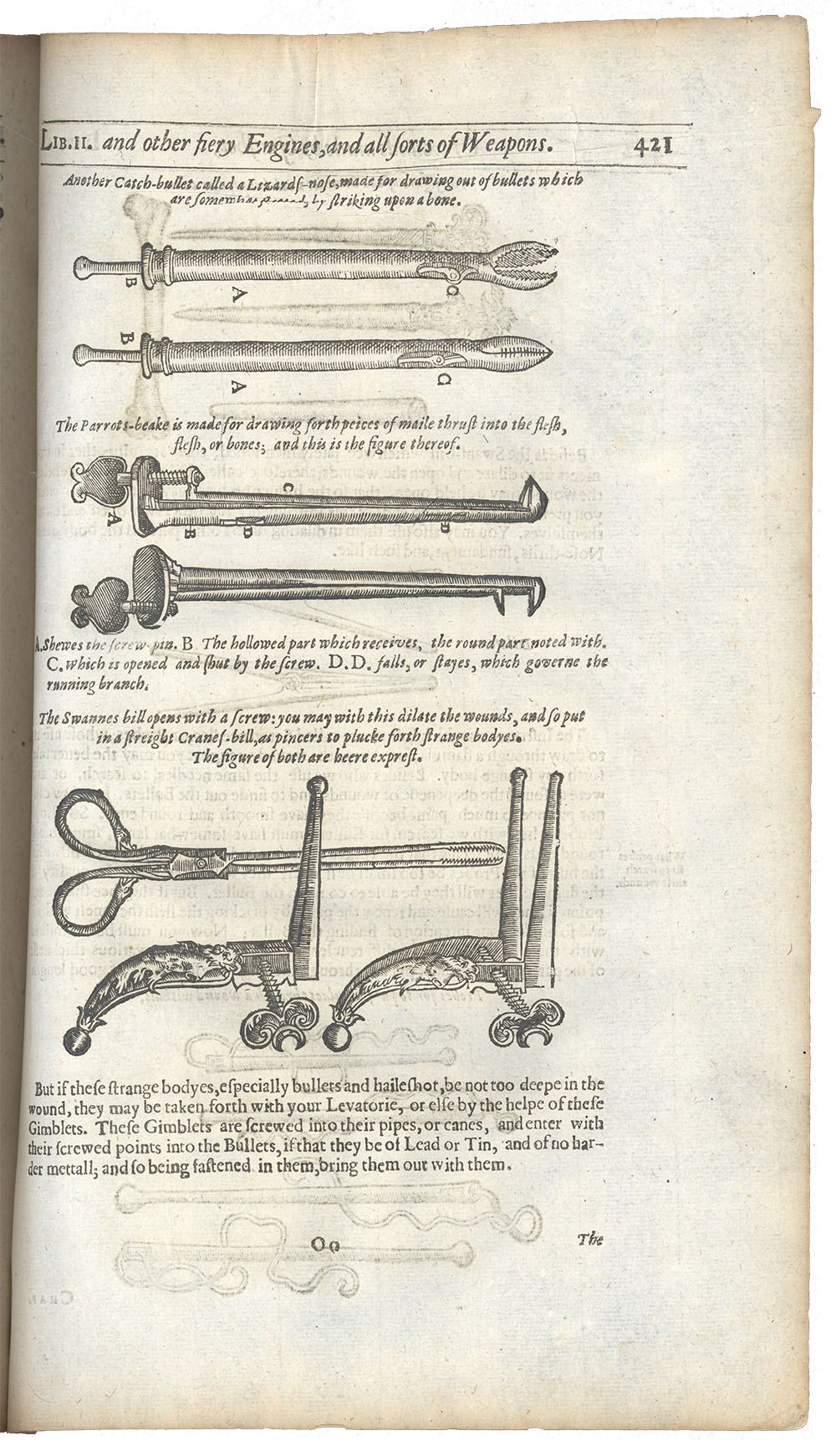 <p>Page 421. Image of 17th century surgical equipment.</p>
