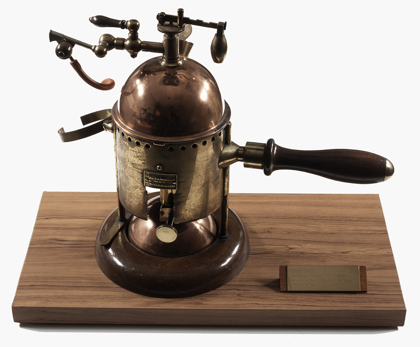 <p>Photograph of Joseph Lister’s Carbolic Spray. The device was used in operating theatres and it sprayed the carbolic acid into the air. Lister hoped this would kill airbone bacteria and reduce the chance of infection during surgery. Although not as effective as applying the carbolic acid directly to the wound, Lister found that the rate of infection after his surgery’s dropped significnatly when using the Carbolic Spray.</p>
