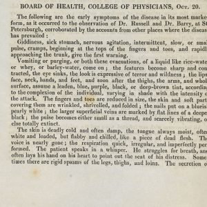 Description of the symptoms of cholera provided by the Government